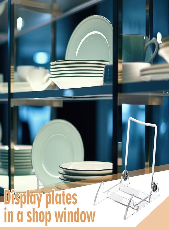 DoubleFill حامل أطباق أكريليك قابل للتعديل من DoubleFill، مكون من 12 قطعة، مصنوع من سلك أبيض وأكريليك شفاف، أبعاده 4.1 بوصة ارتفاع × 3 بوصة عرض × 4.3 بوصة عمق، مناسب لعرض الأطباق والصور. - Image 4